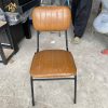 ghế cafe bọc da nâu chỉ sọc
