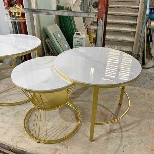 Bàn sofa đôi khung kim loại màu vàng