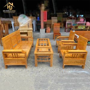 Salon gỗ lau hương chạm khắc