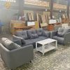 Sofa Da Xám Phòng Khách Hiện Đại