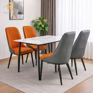 Bộ bàn ăn 1m2 ghế bọc da