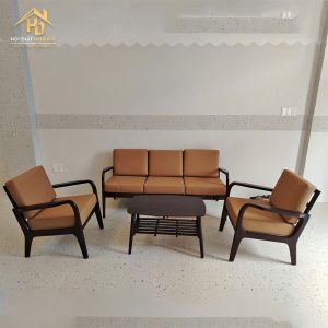 Bộ Bàn Ghế Sofa Bọc Nệm Nâu 