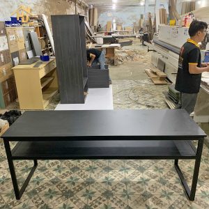 Bàn Làm Việc 2 Tầng Khung Kim Loại Màu Đen