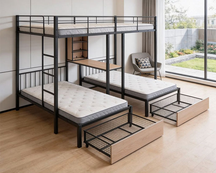 giuong-tang-sat-ket-hop-ban-hoc Top 10 Mẫu Giường Sắt 2 Tầng Bền Đẹp – Xem Là Muốn Mua Ngay