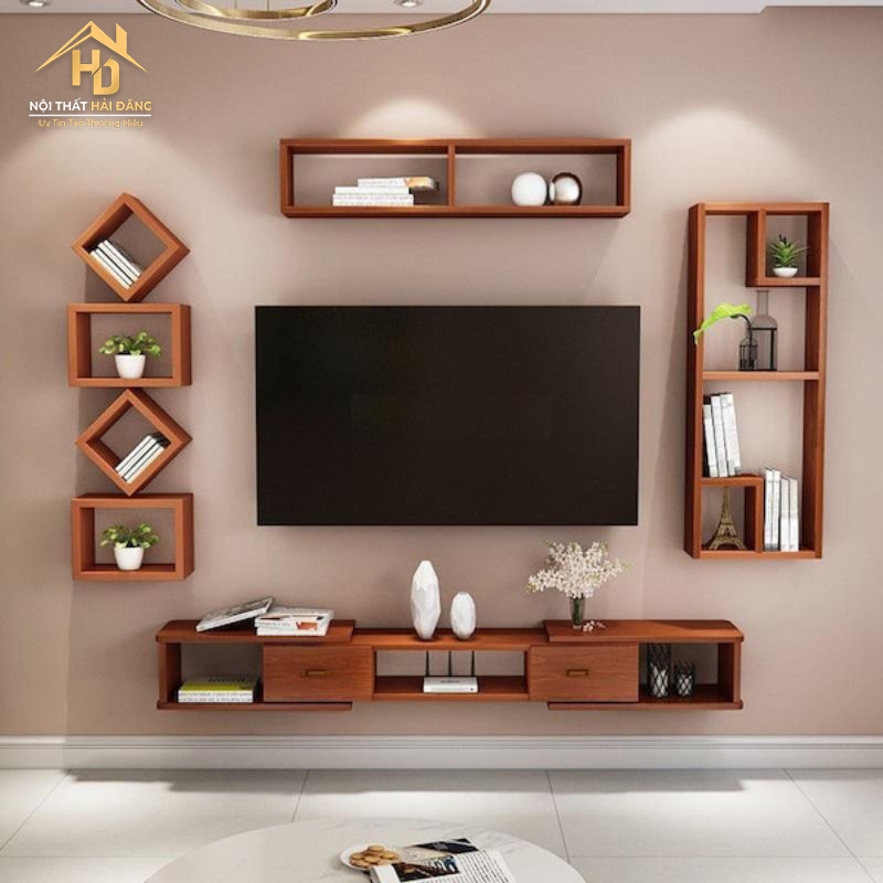 ke-tivi-treo-tuong-go-tu-nhien Top 10 Mẫu Kệ Tivi Treo Tường