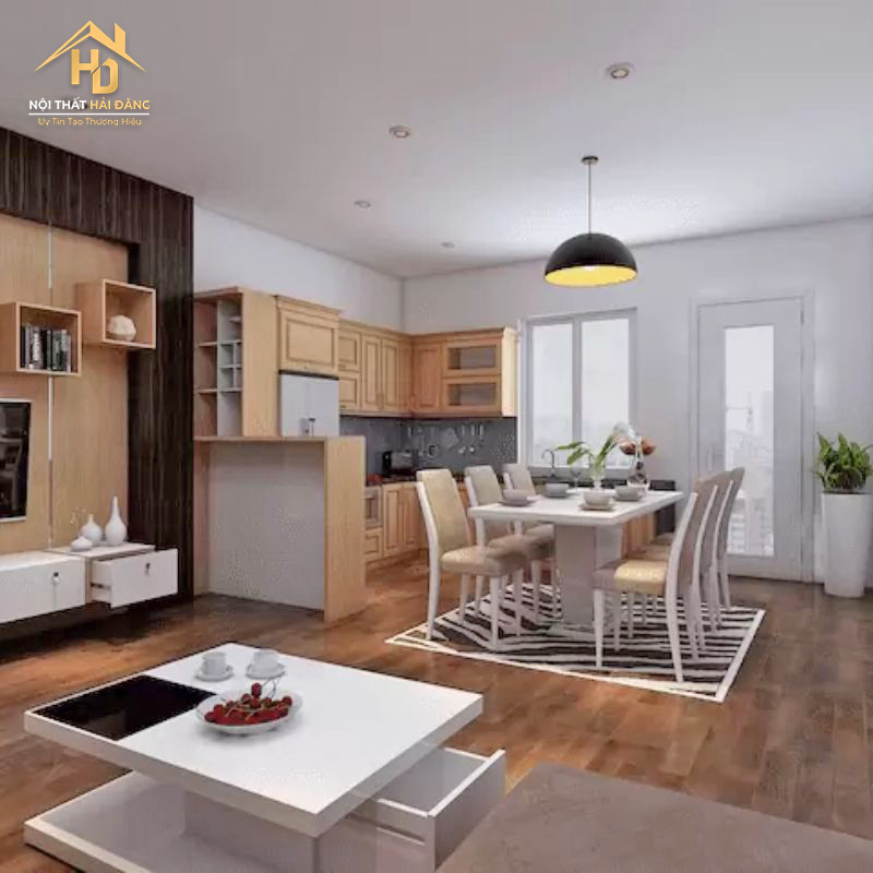 phong-khach-bep-20m2 Top 10 Mẫu Phòng Khách Liền Bếp Đẹp, Tiện Nghi