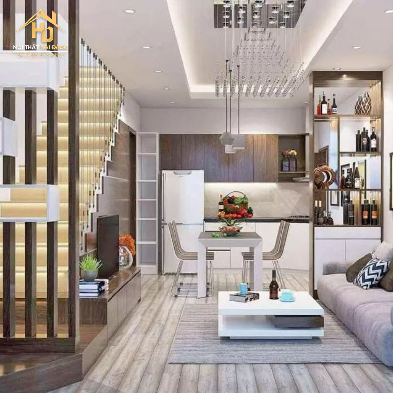 phong-khach-lien-bep-cho-nha-cap-4 Top 10 Mẫu Phòng Khách Liền Bếp Đẹp, Tiện Nghi