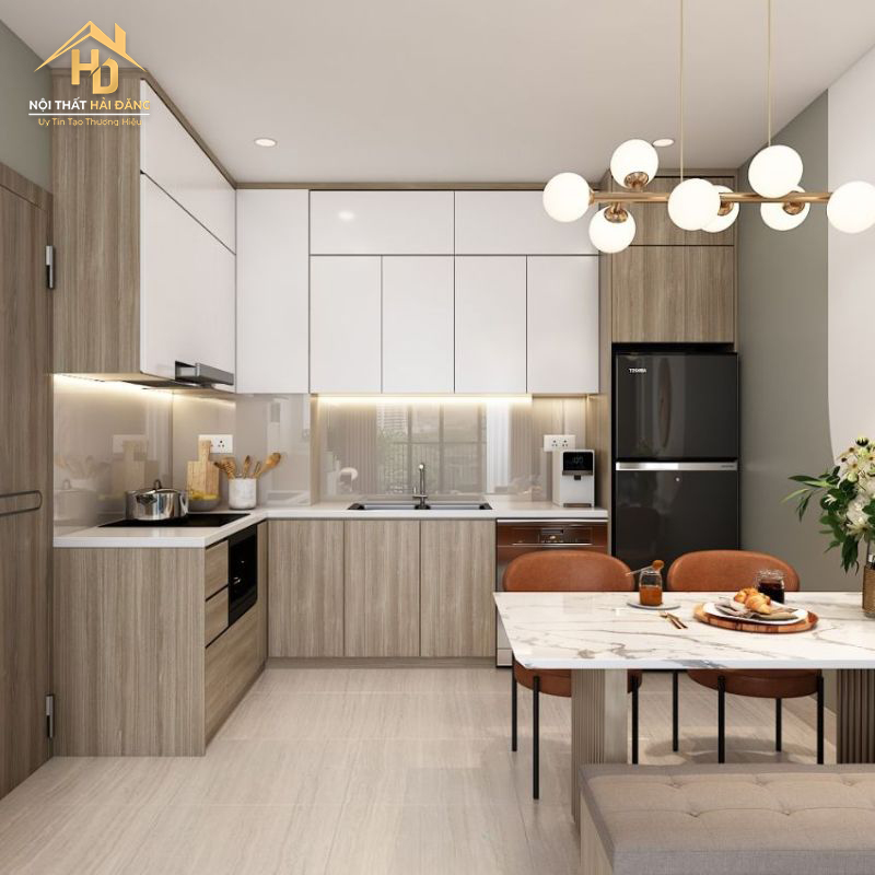 phong-khach-lien-nha-bep-don-gian Top 10 Mẫu Phòng Khách Liền Bếp Đẹp, Tiện Nghi