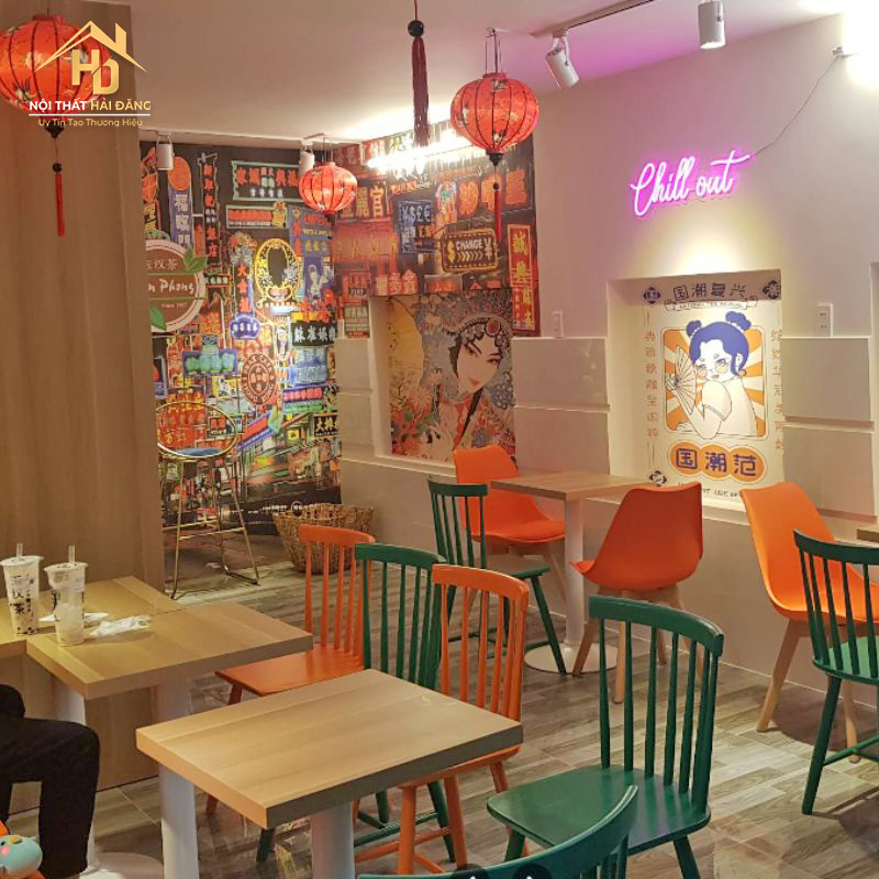 quan-tra-sua-su-dung-tone-doi-lap Thiết Kế Thi Công Quán Trà Sữa Trọn Gói Giá Rẻ