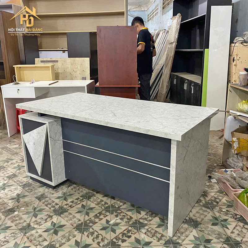 quay-le-tan-50 Quầy Lễ Tân 1m6x80cm Mặt Gỗ Giả Đá