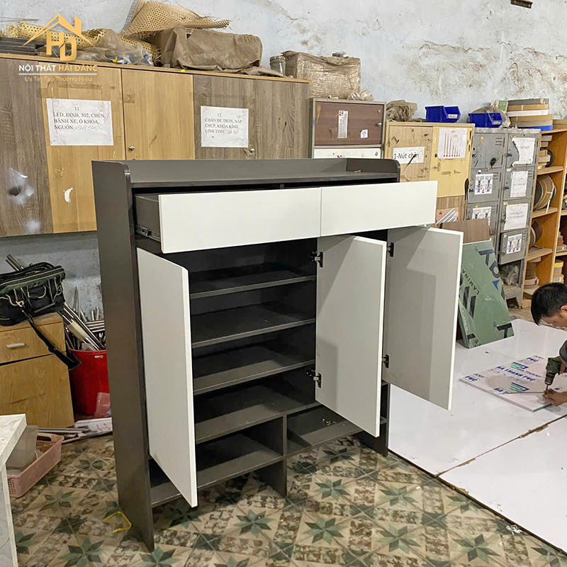 Tủ Giày Dép 1m2x1m4 Màu Trắng Phối Xám tu-giay-6 Tủ Giày Dép 1m2x1m4 Màu Trắng Phối Xám