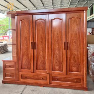 Tủ Áo 4 Cánh Phủ Hương Đá Kèm Kệ