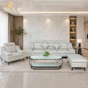 Bộ sofa da phòng khách sang trọng