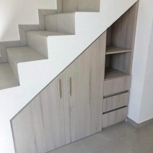 Tủ cầu thang gỗ MDF màu xám