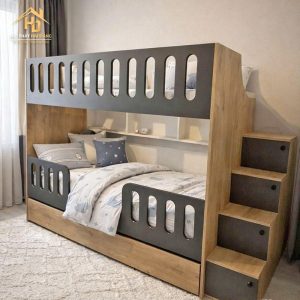 Giường tầng gỗ cầu thang lưu trữ