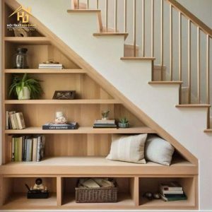 Kệ Sách Gầm Cầu Thang Gỗ Hiện Đại