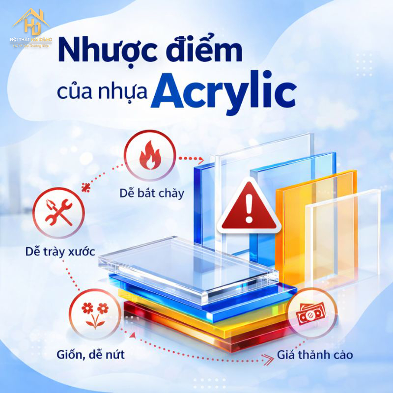 nhuoc-diem-acrylic Nhựa Acrylic Là Gì? Giữa Nhựa Acrylic Và Kính Nên Chọn Loại Nào?