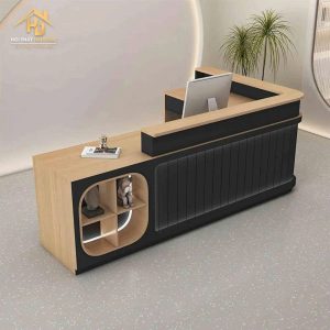 Quầy lễ tân gỗ bo góc chữ L