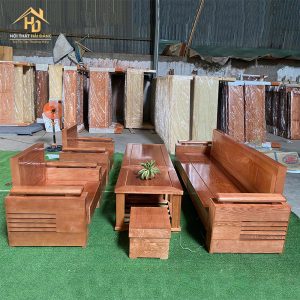 Bộ Bàn Ghế Salon Gỗ Sồi Đối Xứng