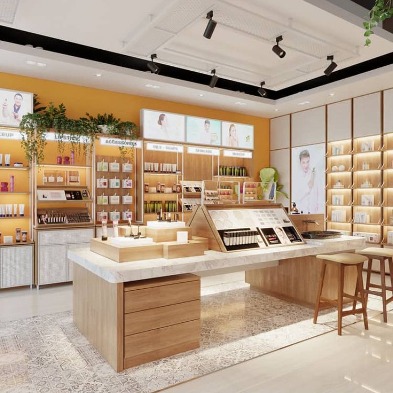 showroom-my-pham Thiết kế thi công showroom đẹp, hiện đại và thu hút khách