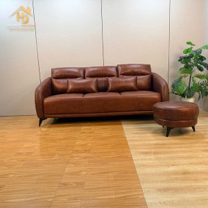 Sofa da kèm đôn tròn