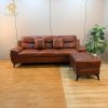 Sofa góc L bọc da màu nâu