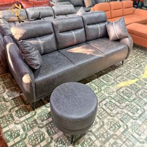 Sofa Da Kèm Đôn Tròn Hiện Đại 4 sofa don tron 1