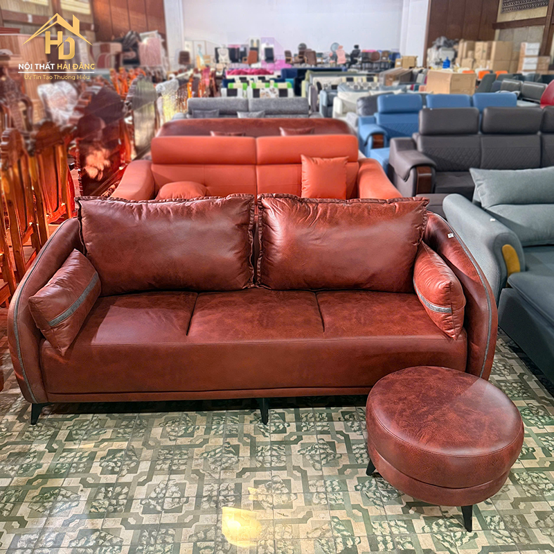 Sofa Da Kèm Đôn Tròn Hiện Đại sofa-don-tron-3 Sofa Da Kèm Đôn Tròn Hiện Đại