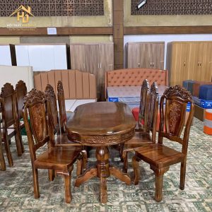 Bộ bàn ăn gỗ 6 ghế thiết kế cổ điển