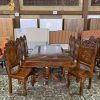 Bàn Ăn Vuông 6 Ghế Gỗ Chạm Khắc