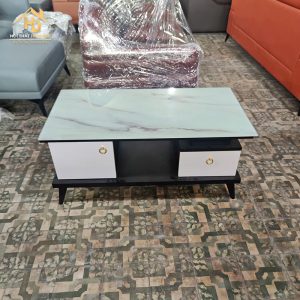 Bàn sofa mặt kính vân mây có hộ