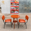 Bàn cafe gỗ tròn 2 ghế bọc nệm
