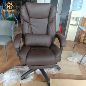 Ghế Lãnh Đạo Bọc Da Có Gác Chân 4 ggd nau