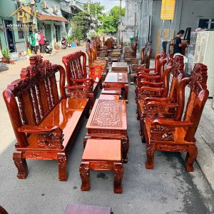 salon gỗ tay 10 chạm rồng cổ điển