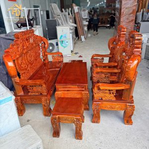 Bộ Salon Gỗ Tay 12 Khuỷnh Nghê Đẳng Cấp