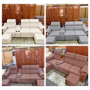 Sofa Da Có Tựa Đầu Và Hộc Rượu (3 Màu)
