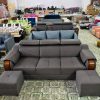 sofa da 3 chỗ ngồi tay ốp gỗ
