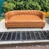 sofa băng bọc da đính nút tân cổ điển