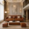Bộ ghế sofa bọc da thiết kế múi nổi