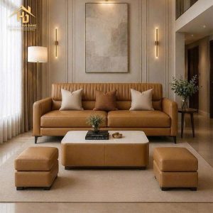 Bộ Ghế Sofa Bọc Da Thiết Kế Múi Nổi Tinh Tế 3 sofa lung soc 3