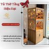 tủ thờ 2 tầng gỗ chạm hoa sen
