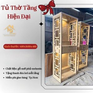 Tủ thờ chung cư hoa văn CNC