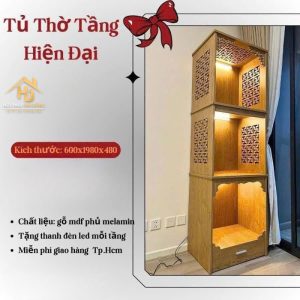 Tủ thờ chung cư 3 tầng có hộc nhỏ