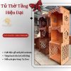Tủ thờ 3 tầng chạm hoa văn