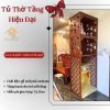Tủ thờ 3 tầng chạm đồng tiền may mắn