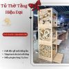 Tủ thờ 3 tầng chạm hoa văn