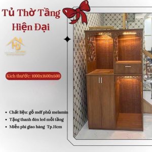 Tủ thờ gỗ đôi 2 tầng