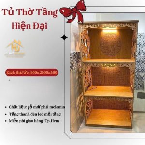 Tủ thờ 3 tầng gỗ MDF vẫn gỗ