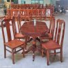 Bộ bàn ăn gỗ oval 6 ghế lưng cao