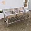 Lavabo Công Nghiệp 2 Hộc 1 Chờ Inox 